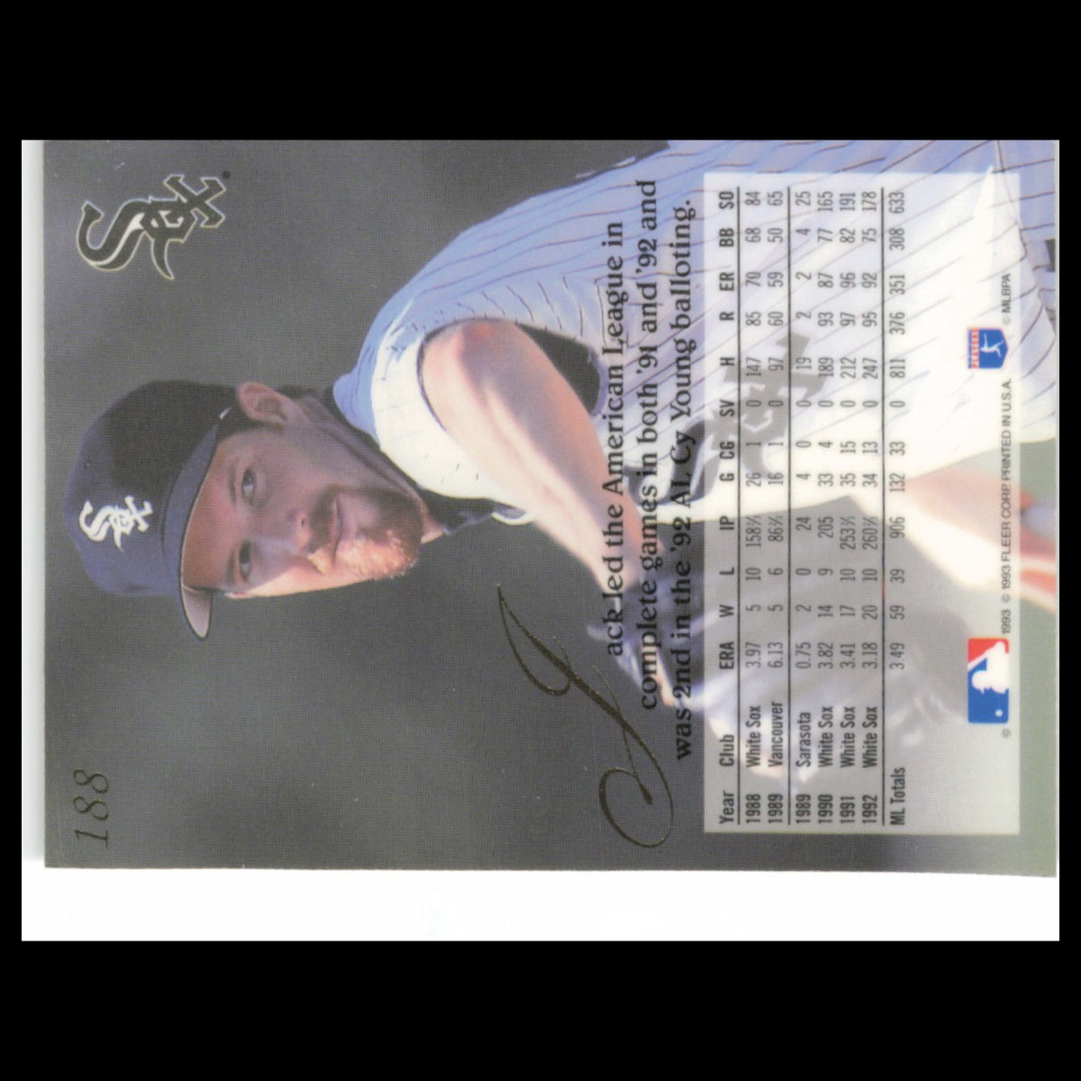 Jack McDowell #188 1993 Flair Chicago White Sox Baseball Card MLB NM