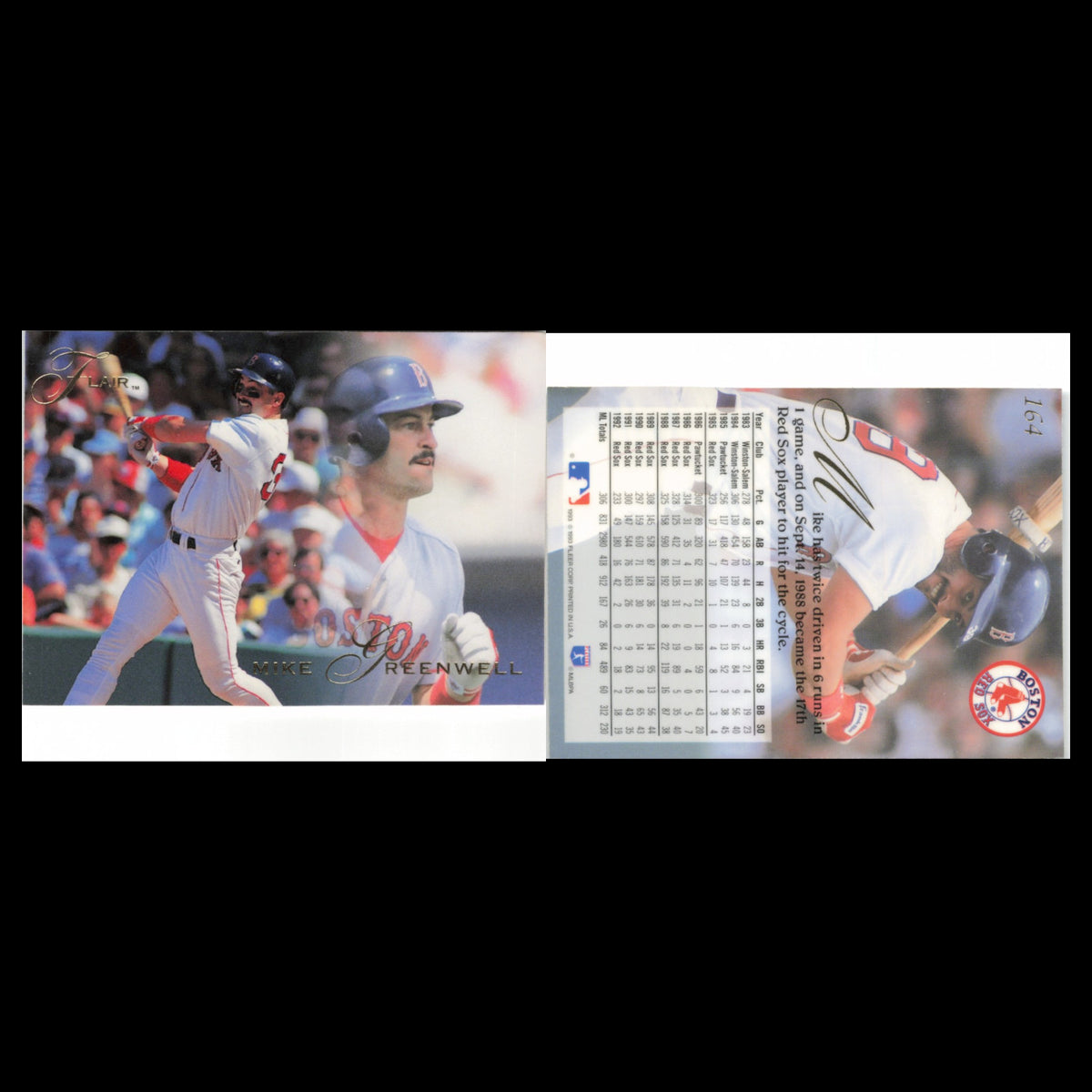 Mike Greenwell #164 1993 Flair Boston Red Sox Baseball Card MLB NM