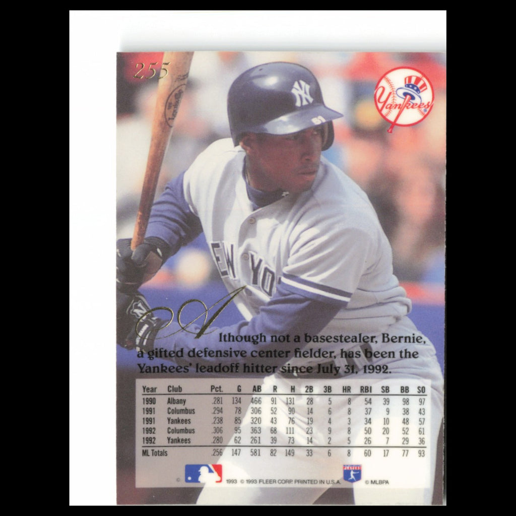 Bernie Williams #255 1993 Flair New York Yankees Baseball Card MLB NM