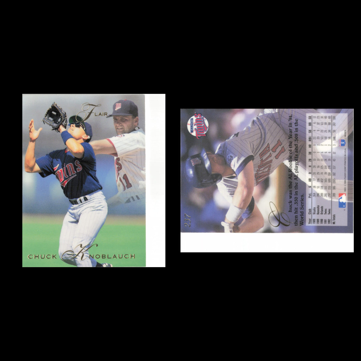 Chuck Knoblauch #237 1993 Flair Minnesota Twins Baseball Card MLB NM