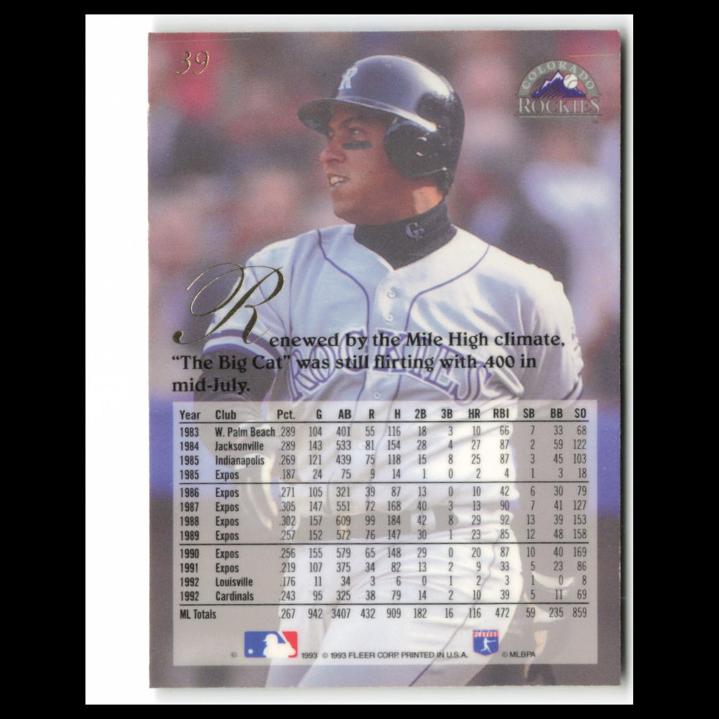 Andres Galarraga #39 1993 Flair Colorado Rockies Baseball Card MLB NM