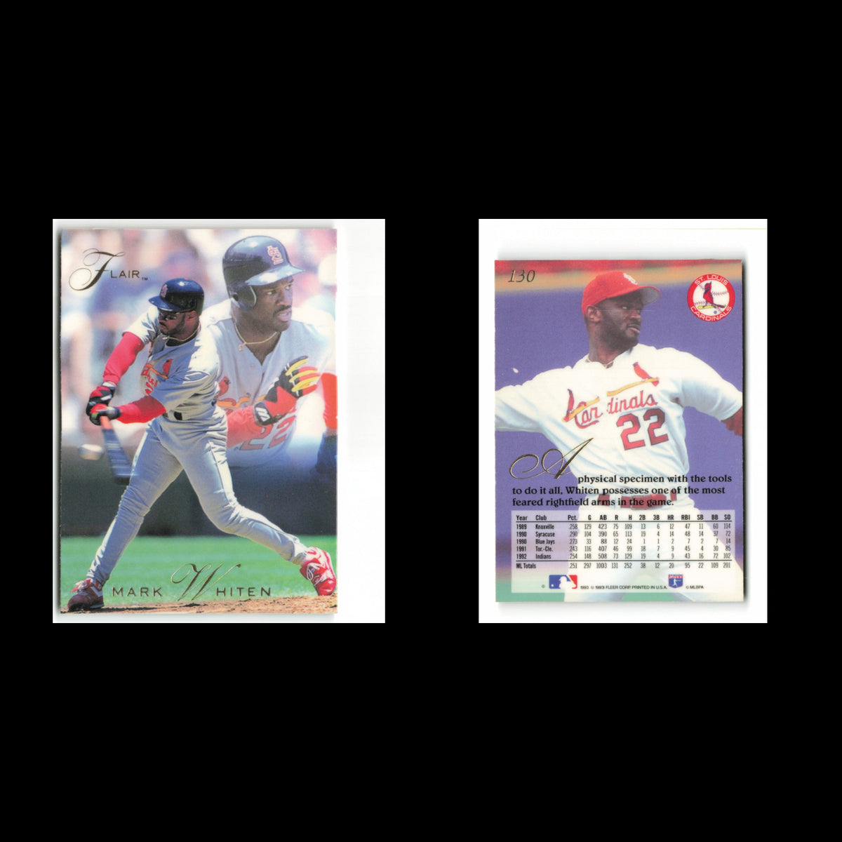 Mark Whiten #130 1993 Flair St. Louis Cardinals Baseball Card MLB NM
