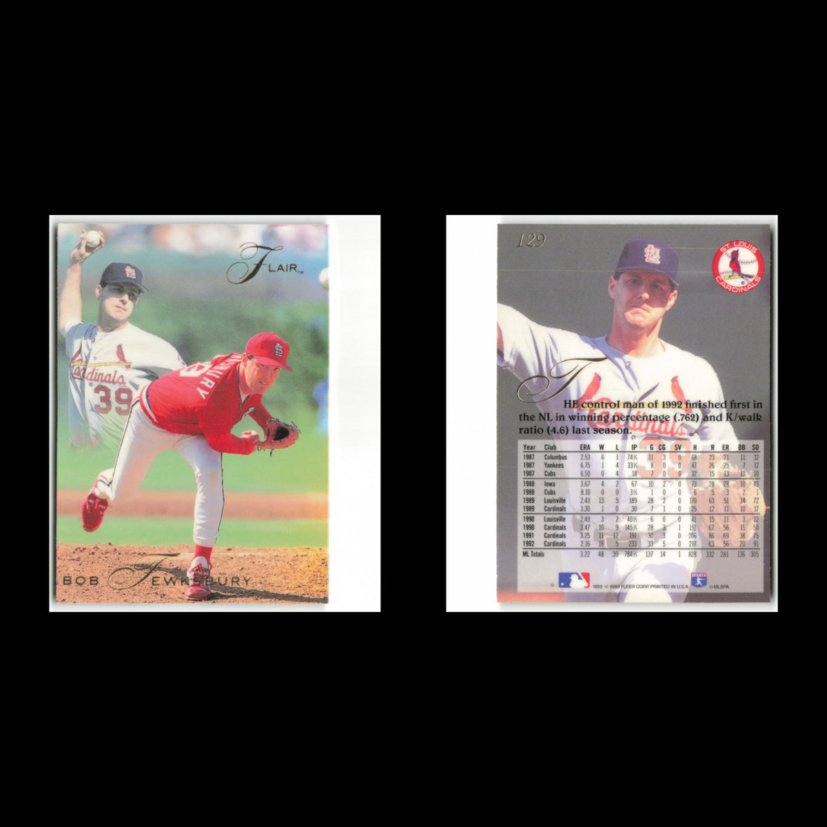 Bob Tewksbury #129 1993 Flair St. Louis Cardinals Baseball Card MLB NM