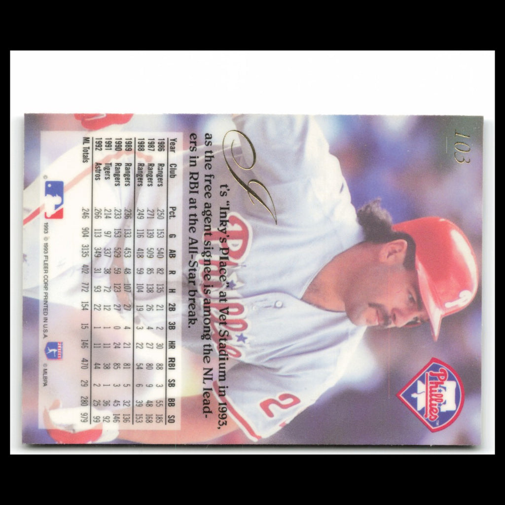 Pete Incaviglia #103 1993 Flair Philadelphia Phillies Baseball Card MLB NM