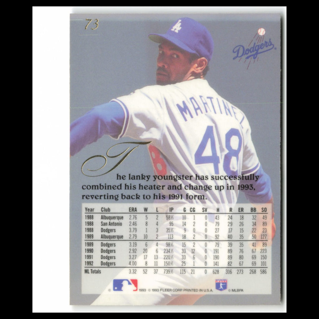 Ramon Martinez #73 1993 Flair Los Angeles Dodgers Baseball Card MLB NM