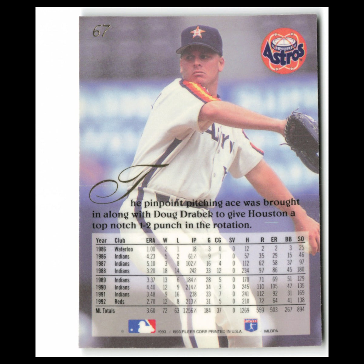Greg Swindell #67 1993 Flair Houston Astros Baseball Card MLB NM