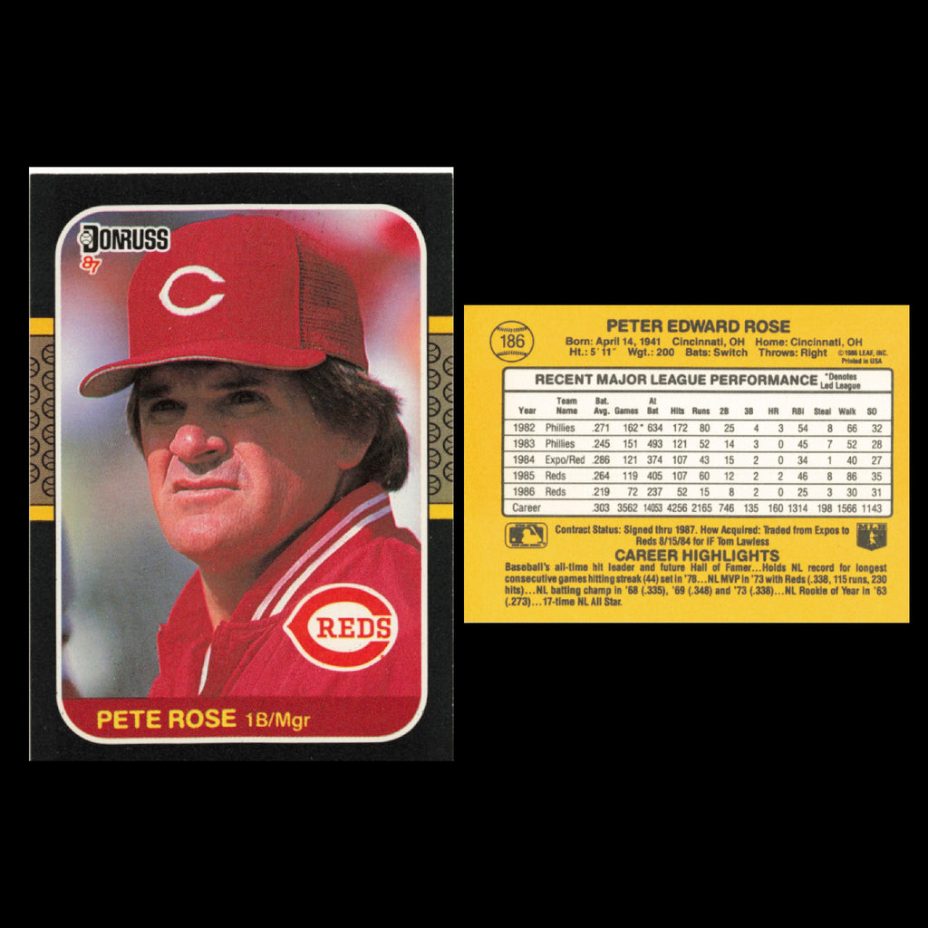Pete Rose Lot 10 Baseball Cards 1987 Donruss Cincinnati Reds Set Collection MLB