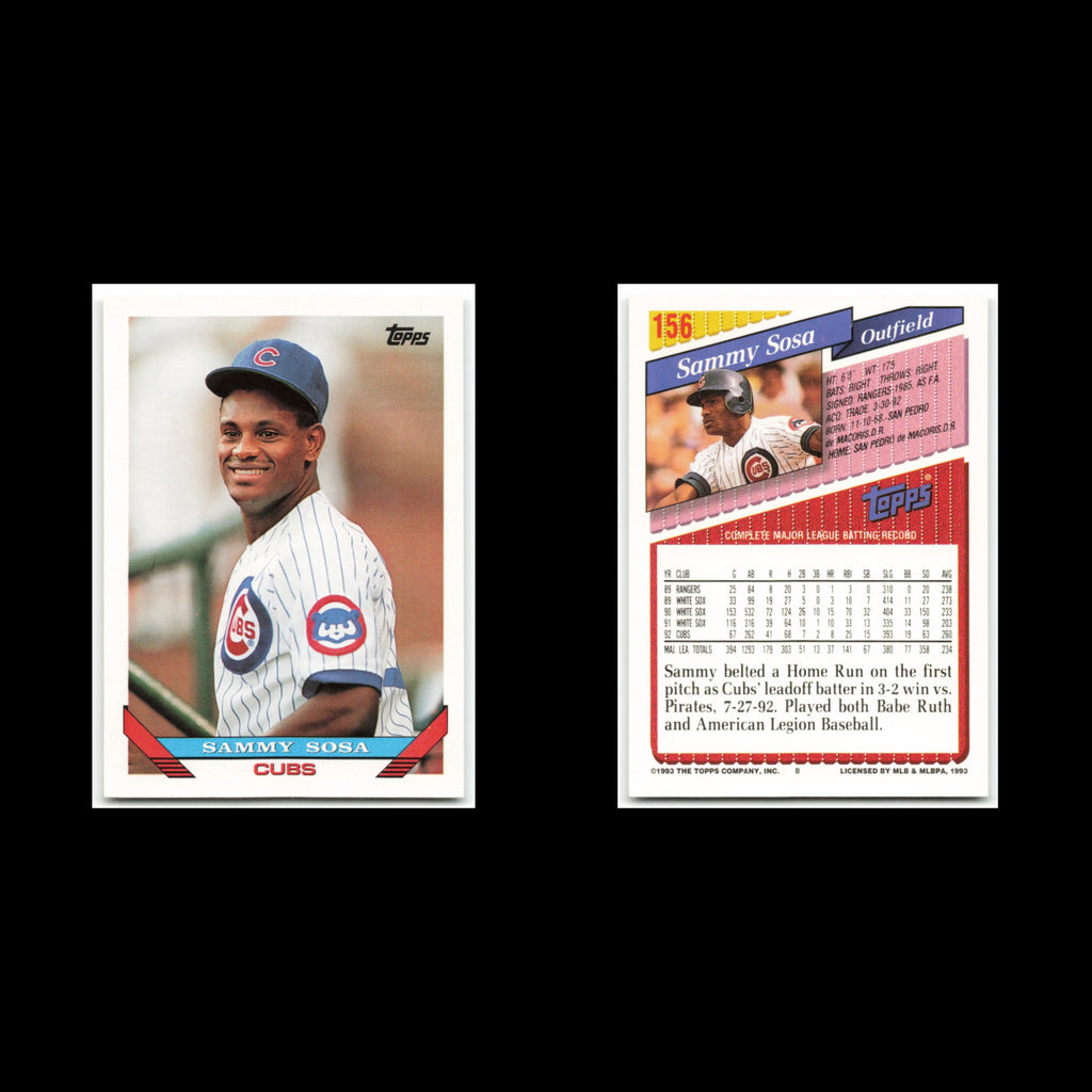 Sammy Sosa Lot 4 Baseball Cards 1993 Topps Chicago Cubs Set Collection MLB NM