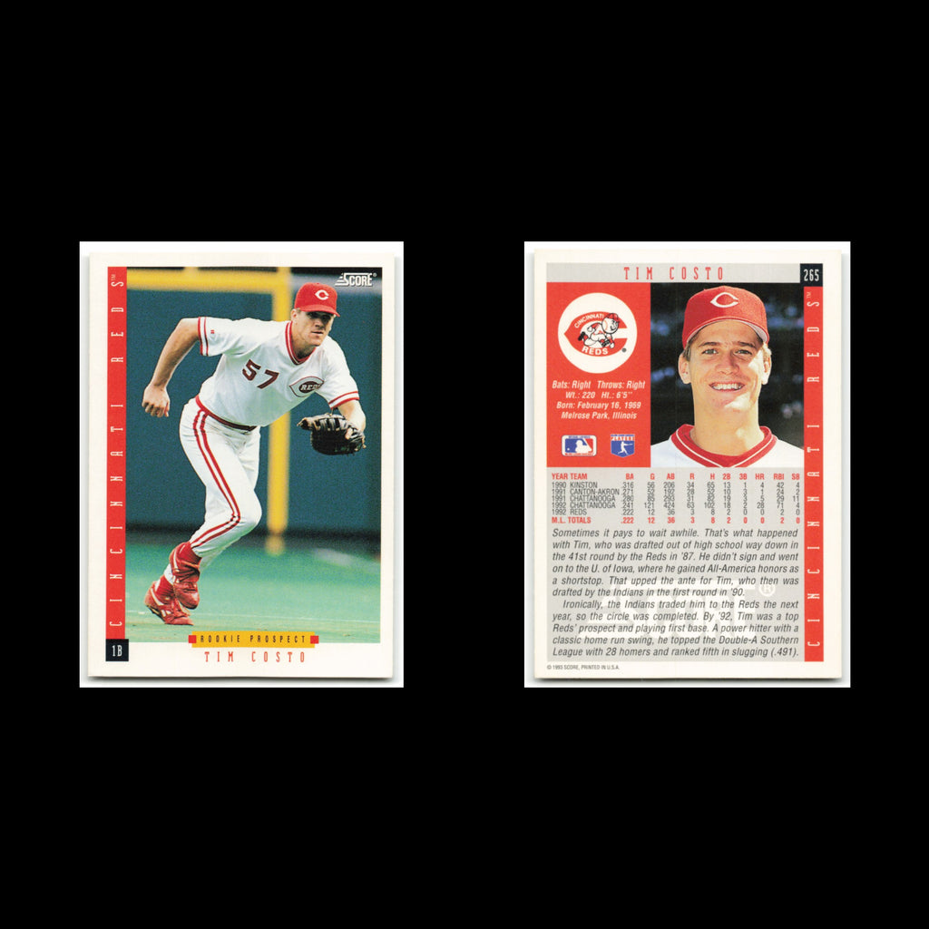 Tim Costo Rookie #265 1993 Score Cincinnati Reds Baseball Card MLB NM