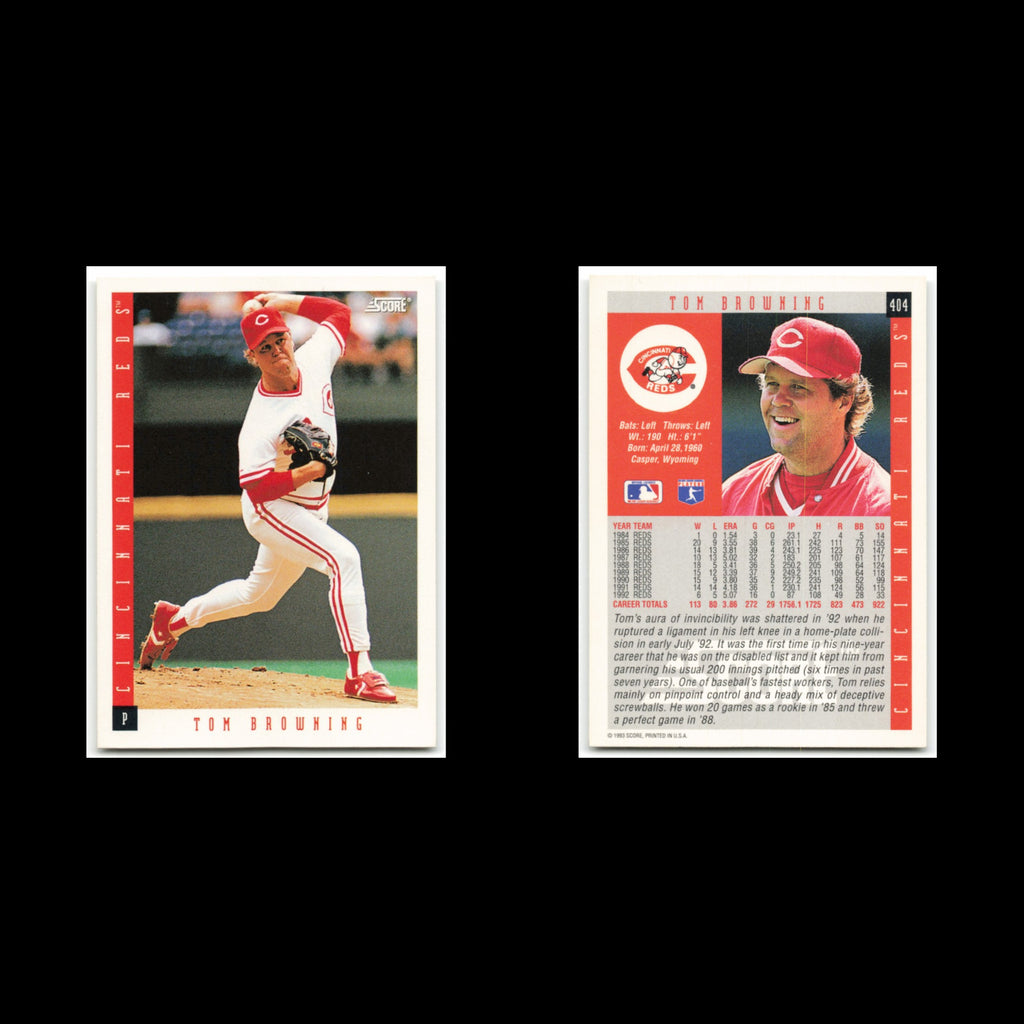 Tom Browning #404 1993 Score Cincinnati Reds Baseball Card MLB NM