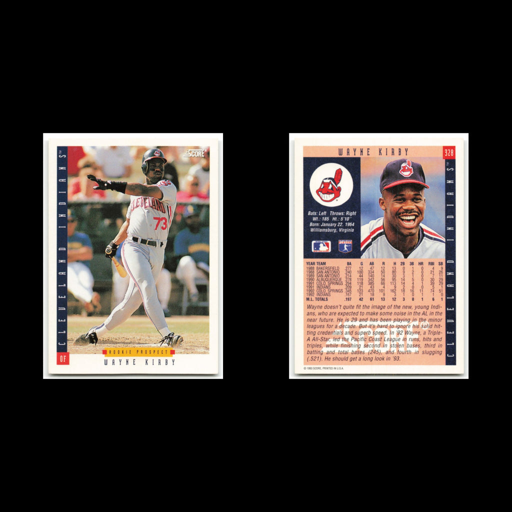 Wayne Kirby Rookie #328 1993 Score Cleveland Indians Baseball Card MLB NM