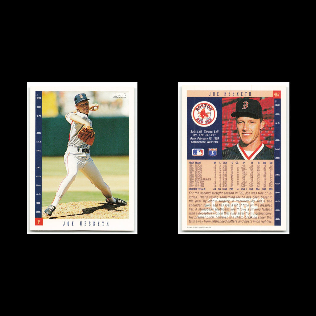 Joe Hesketh #467 1993 Score Boston Red Sox Baseball Card MLB NM