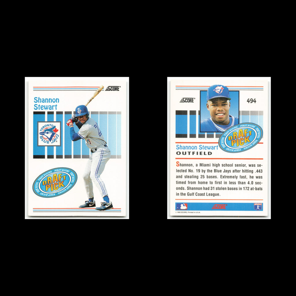 Shannon Stewart Rookie #494 1993 Score Toronto Blue Jays Baseball Card MLB NM