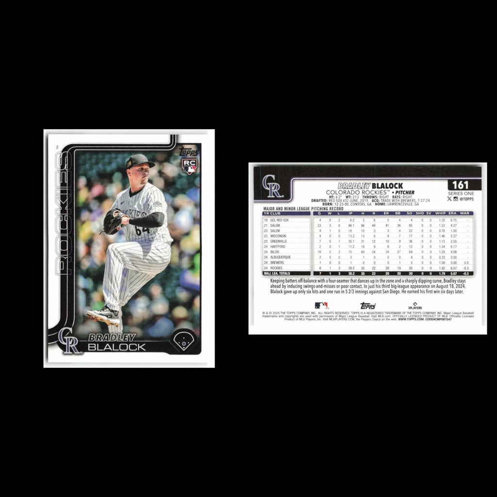 Bradley Blalock Rookie #161 2025 Topps Colorado Rockies Baseball Card MLB NM