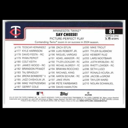 Say Cheese! Picture-Perfect Play #81 2025 Topps Minnesota Twins Baseball Card NM