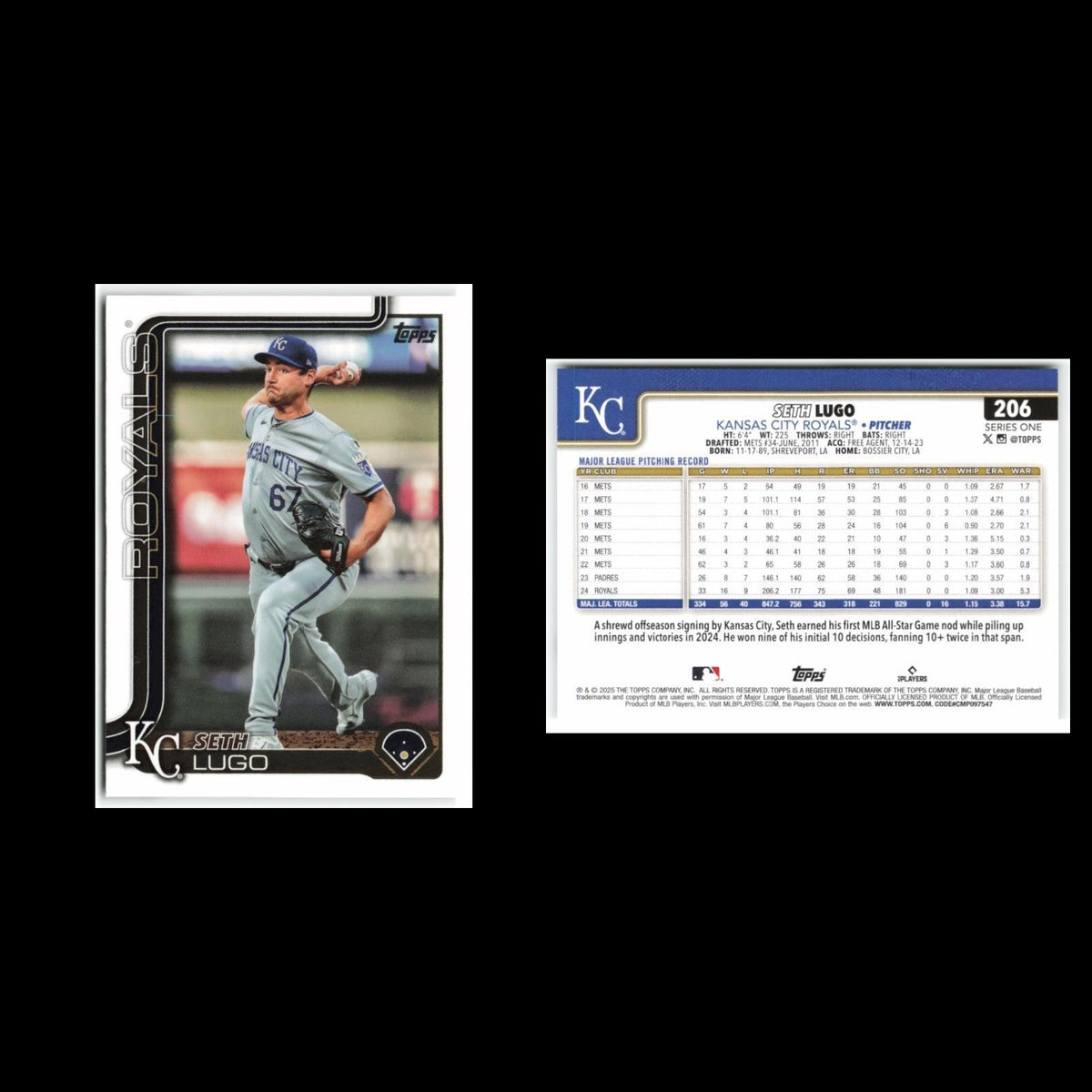 Seth Lugo #206 2025 Topps Kansas City Royals Baseball Card MLB NM
