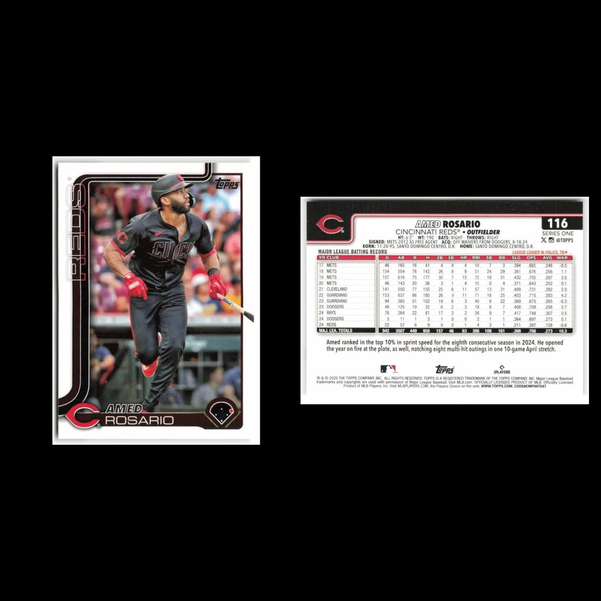 Amed Rosario #116 2025 Topps Cincinnati Reds Baseball Card MLB NM