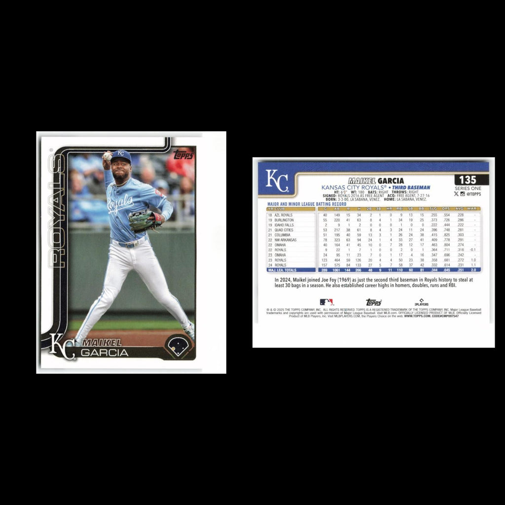 Maikel Garcia #135 2025 Topps Kansas City Royals Baseball Card MLB NM