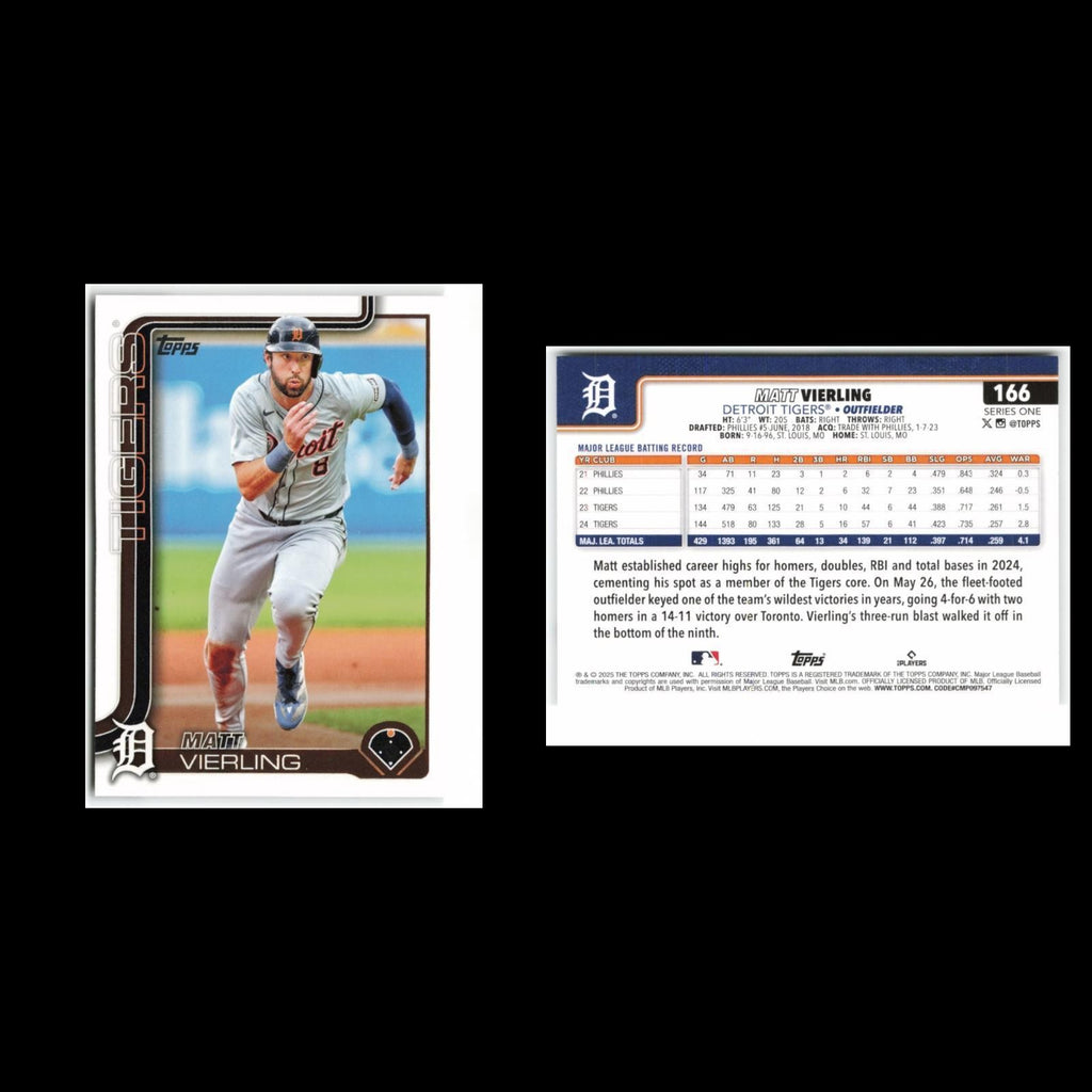 Matt Vierling #166 2025 Topps Detroit Tigers Baseball Card MLB NM