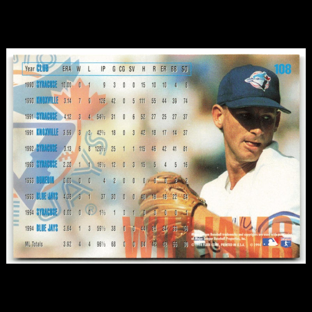 Woody Williams #108 1995 Fleer Toronto Blue Jays Baseball Card MLB NM