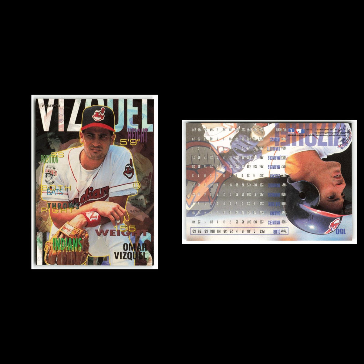 Omar Vizquel #150 1995 Fleer Cleveland Indians Baseball Card MLB NM