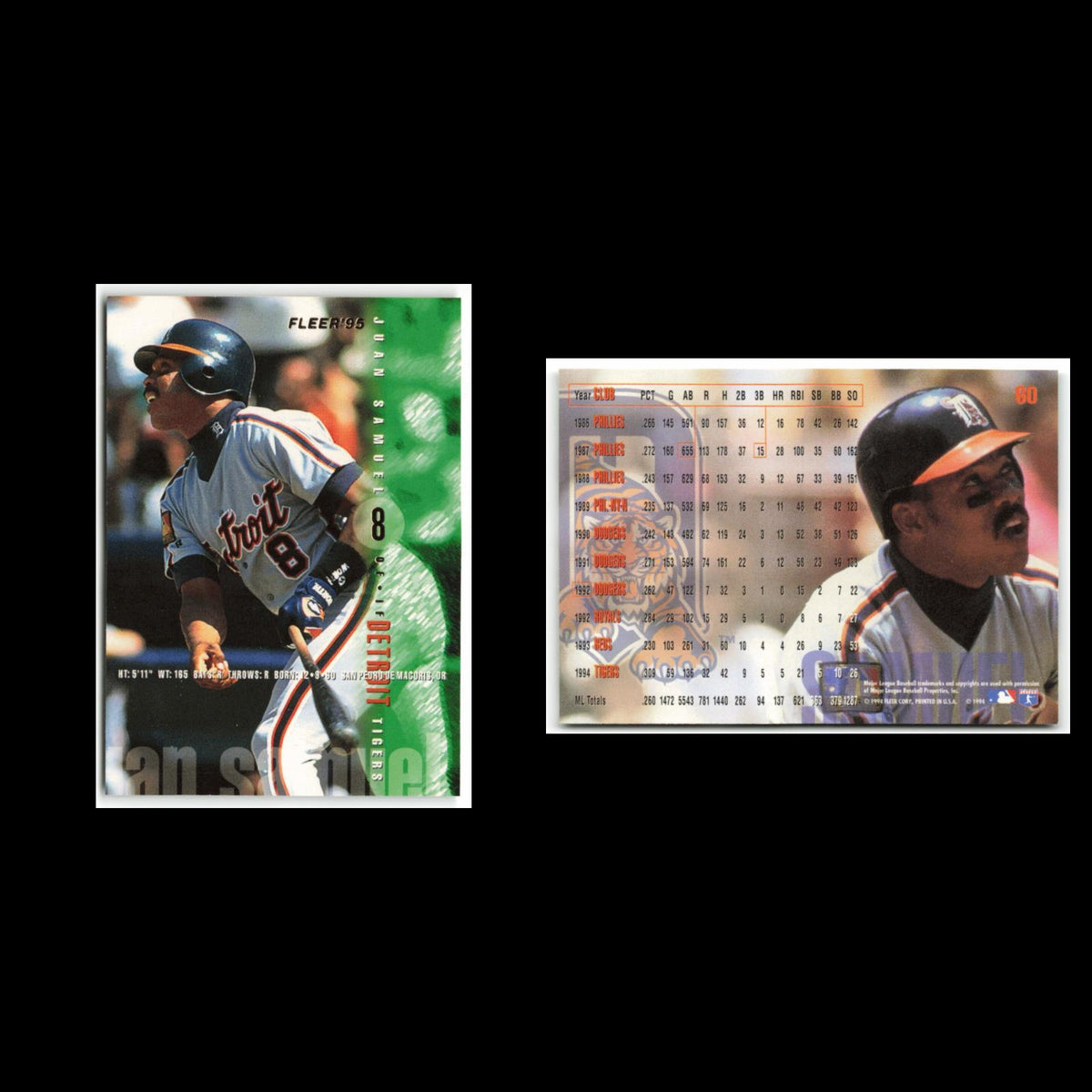 Juan Samuel #60 1995 Fleer Detroit Tigers Baseball Card MLB NM