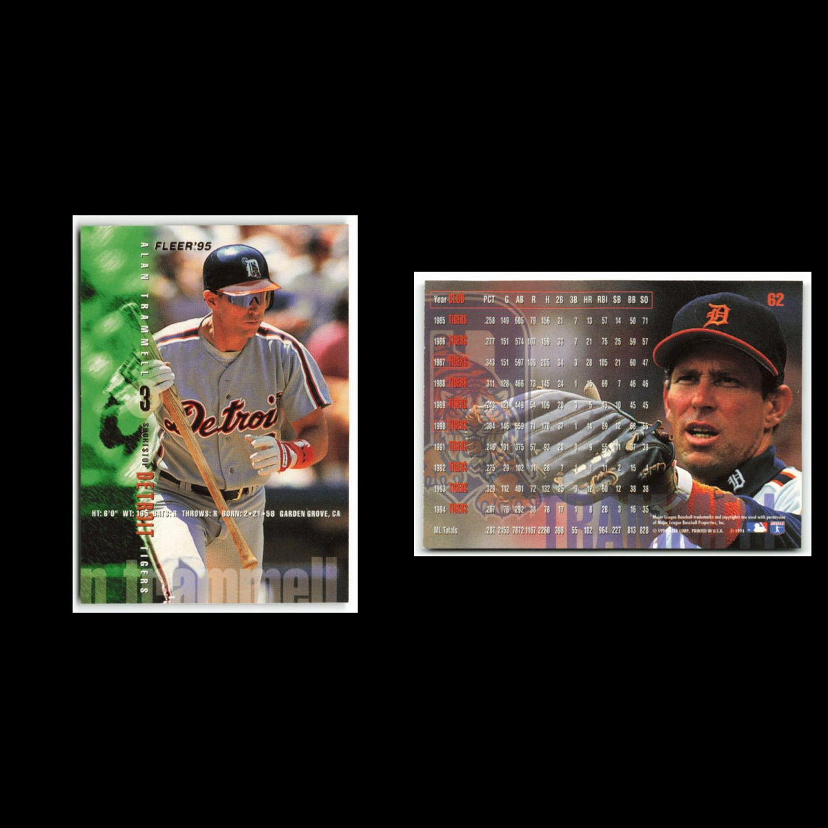 Alan Trammell #62 1995 Fleer Detroit Tigers Baseball Card MLB NM