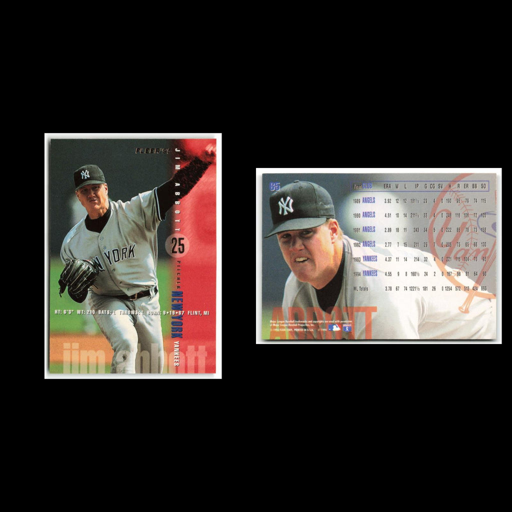 Jim Abbott #65 1995 Fleer New York Yankees Baseball Card MLB NM