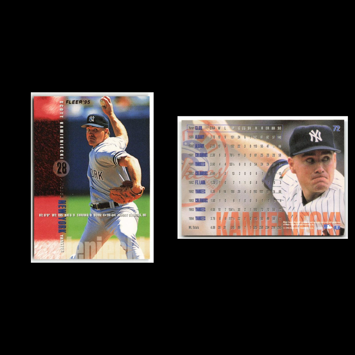Scott Kamieniecki #72 1995 Fleer New York Yankees Baseball Card MLB NM