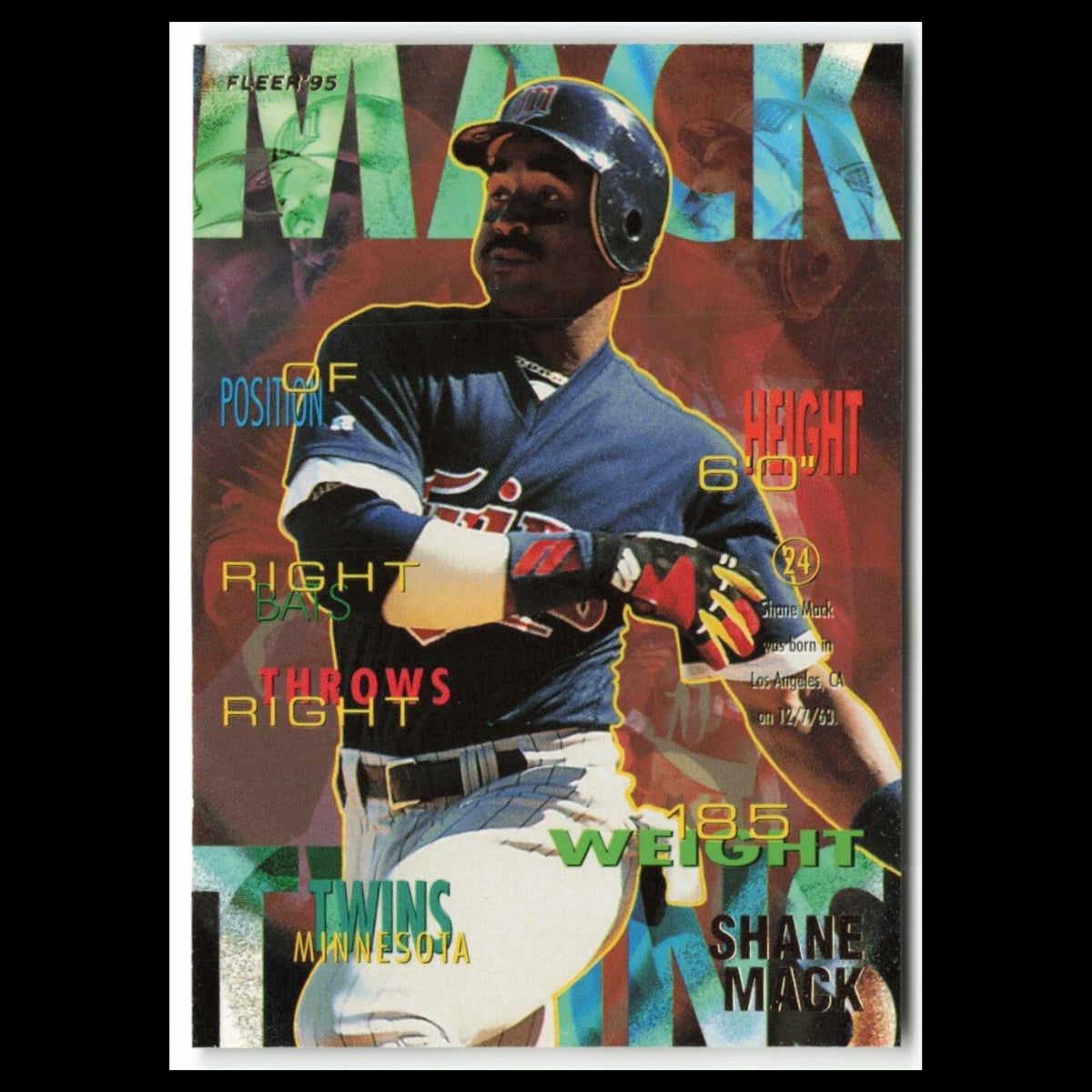 Shane Mack #208 1995 Fleer Minnesota Twins Baseball Card MLB NM