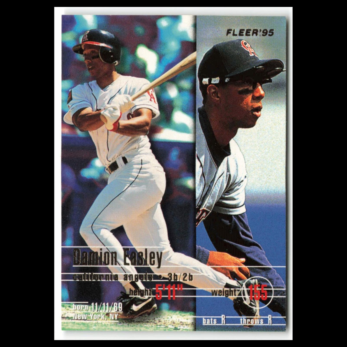 Damion Easley #222 1995 Fleer California Angels Baseball Card MLB NM
