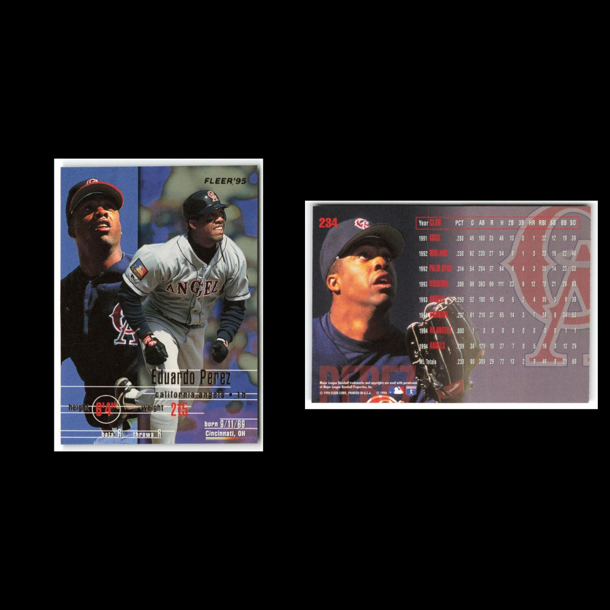 Eduardo Perez #234 1995 Fleer California Angels Baseball Card MLB NM