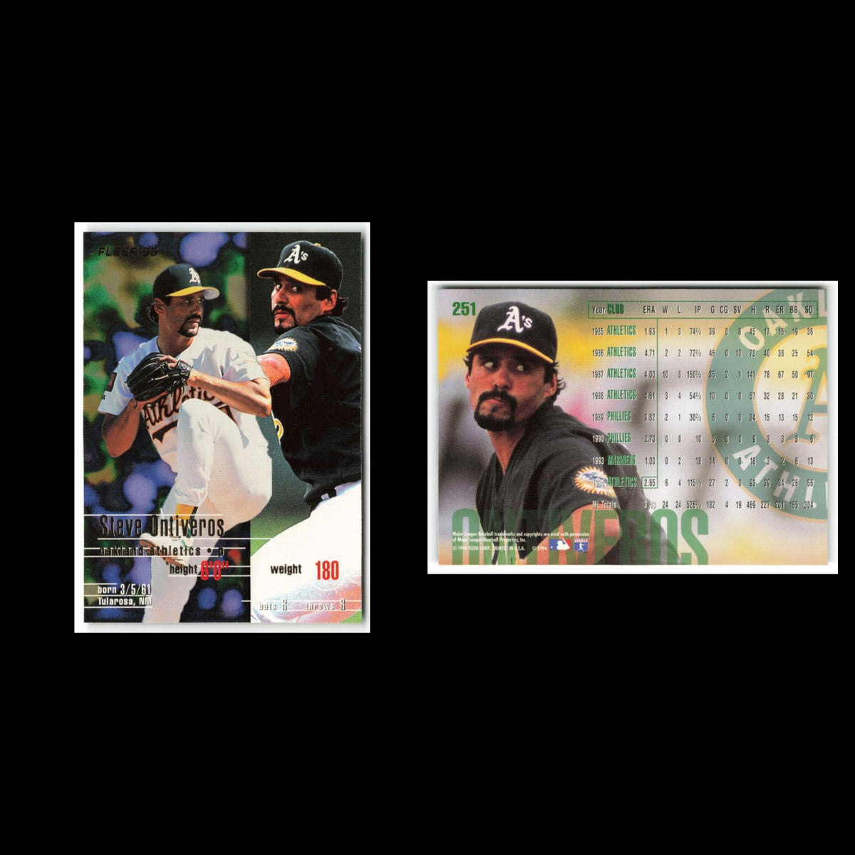 Steve Ontiveros #251 1995 Fleer Oakland Athletics Baseball Card MLB NM