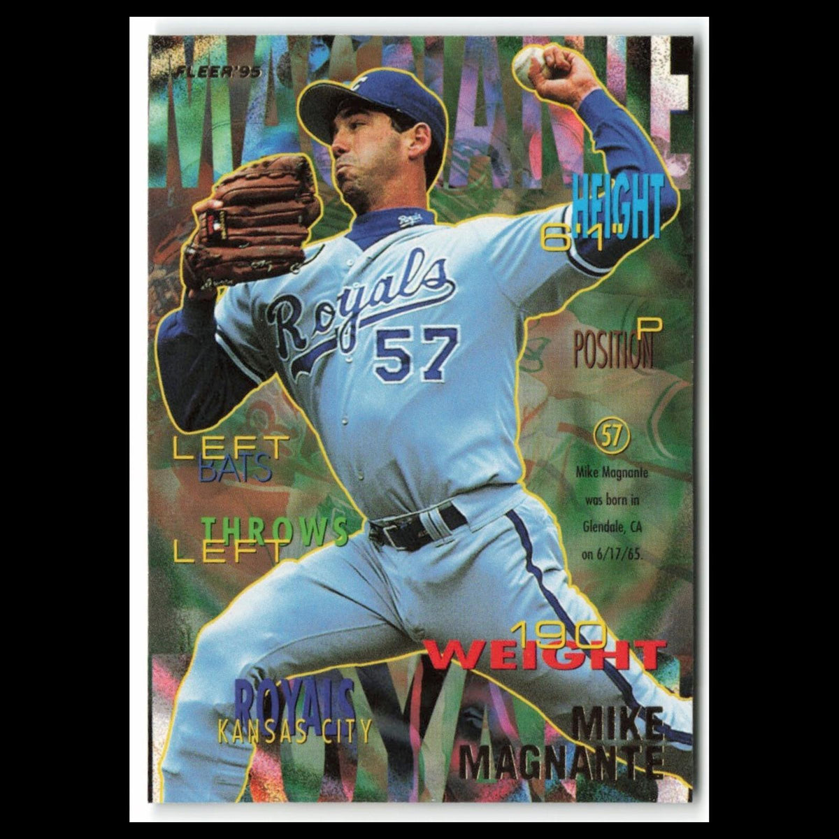 Mike Magnante #166 1995 Fleer Kansas City Royals Baseball Card MLB NM