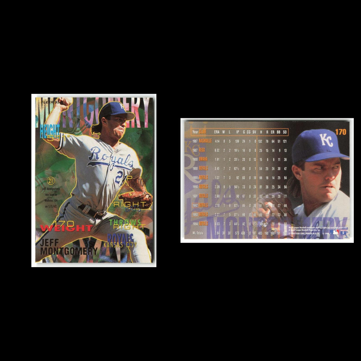 Jeff Montgomery #170 1995 Fleer Kansas City Royals Baseball Card MLB NM