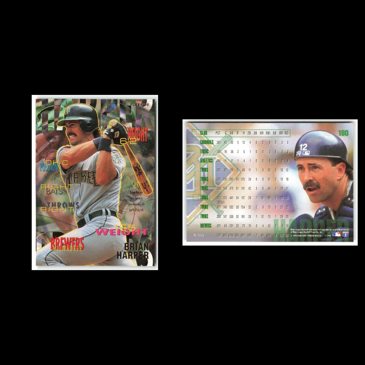 Brian Harper #180 1995 Fleer Milwaukee Brewers Baseball Card MLB NM