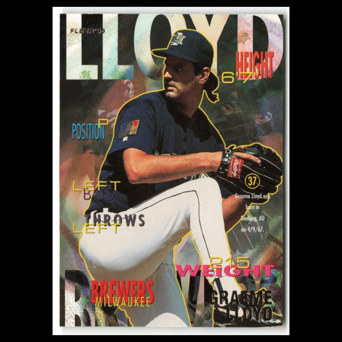 Graeme Lloyd #183 1995 Fleer Milwaukee Brewers Baseball Card MLB NM