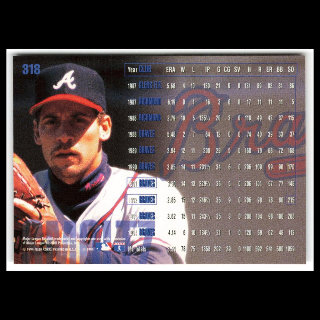 John Smoltz #318 1995 Fleer Atlanta Braves Baseball Card MLB NM