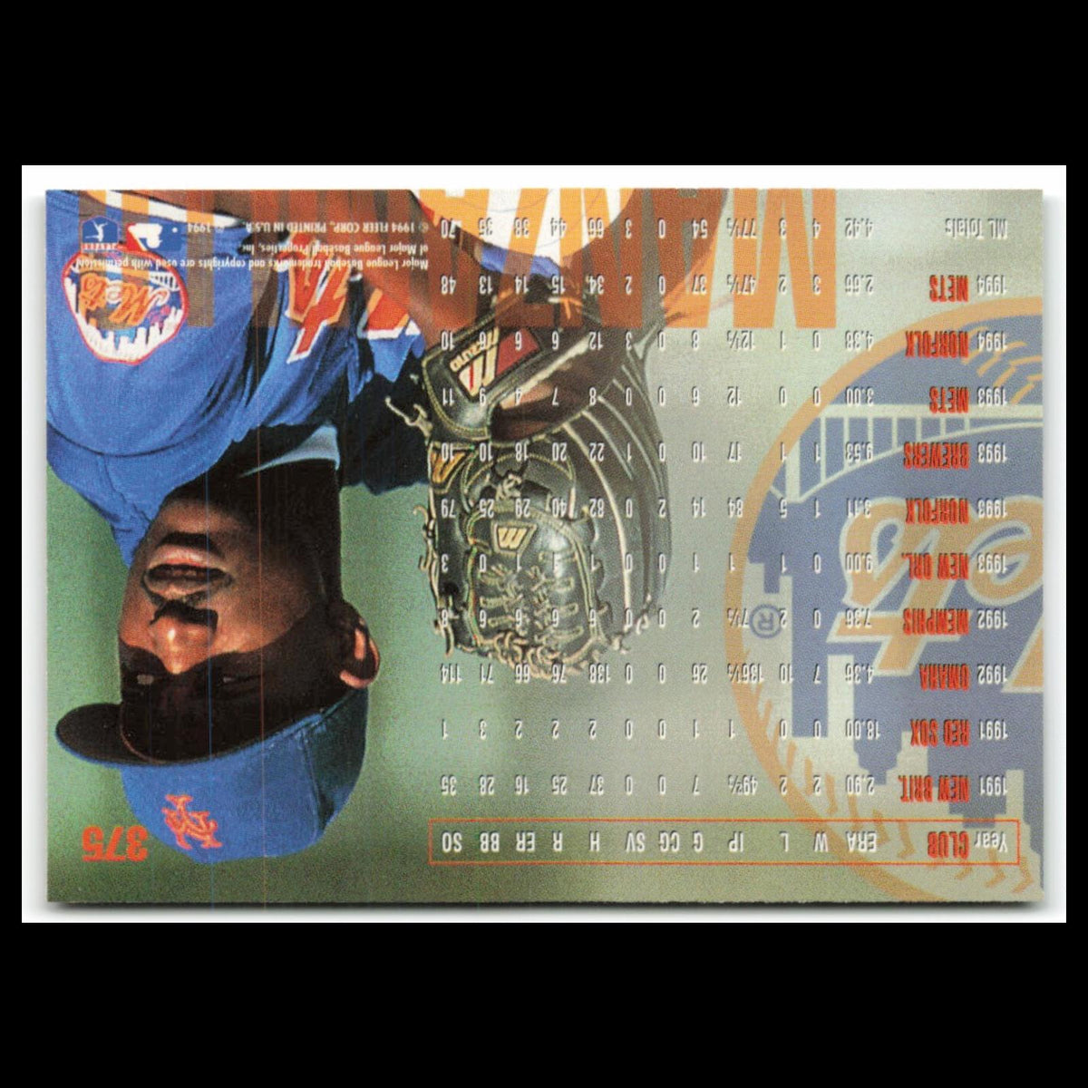 Josias Manzanillo #375 1995 Fleer New York Mets Baseball Card MLB NM