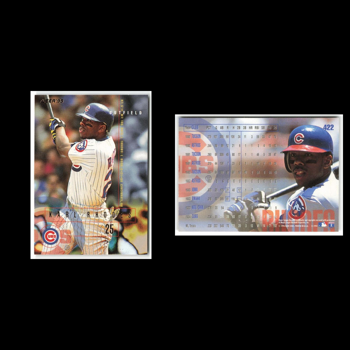 Karl Rhodes #422 1995 Fleer Chicago Cubs Baseball Card MLB NM