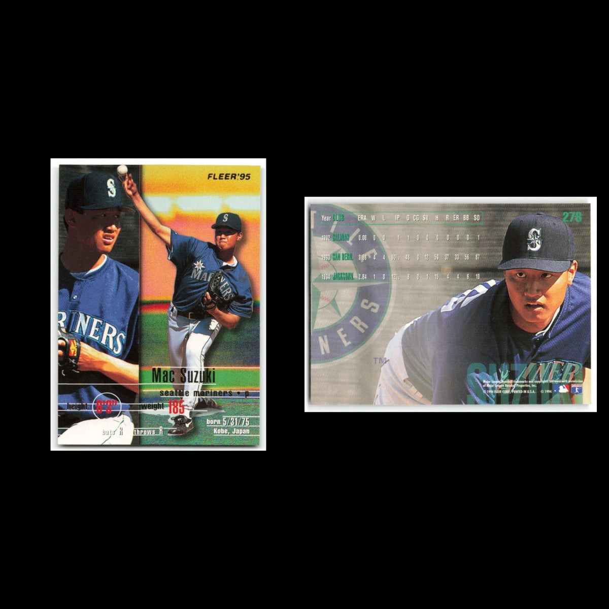Mac Suzuki Rookie #278 1995 Fleer Seattle Mariners Baseball Card MLB NM