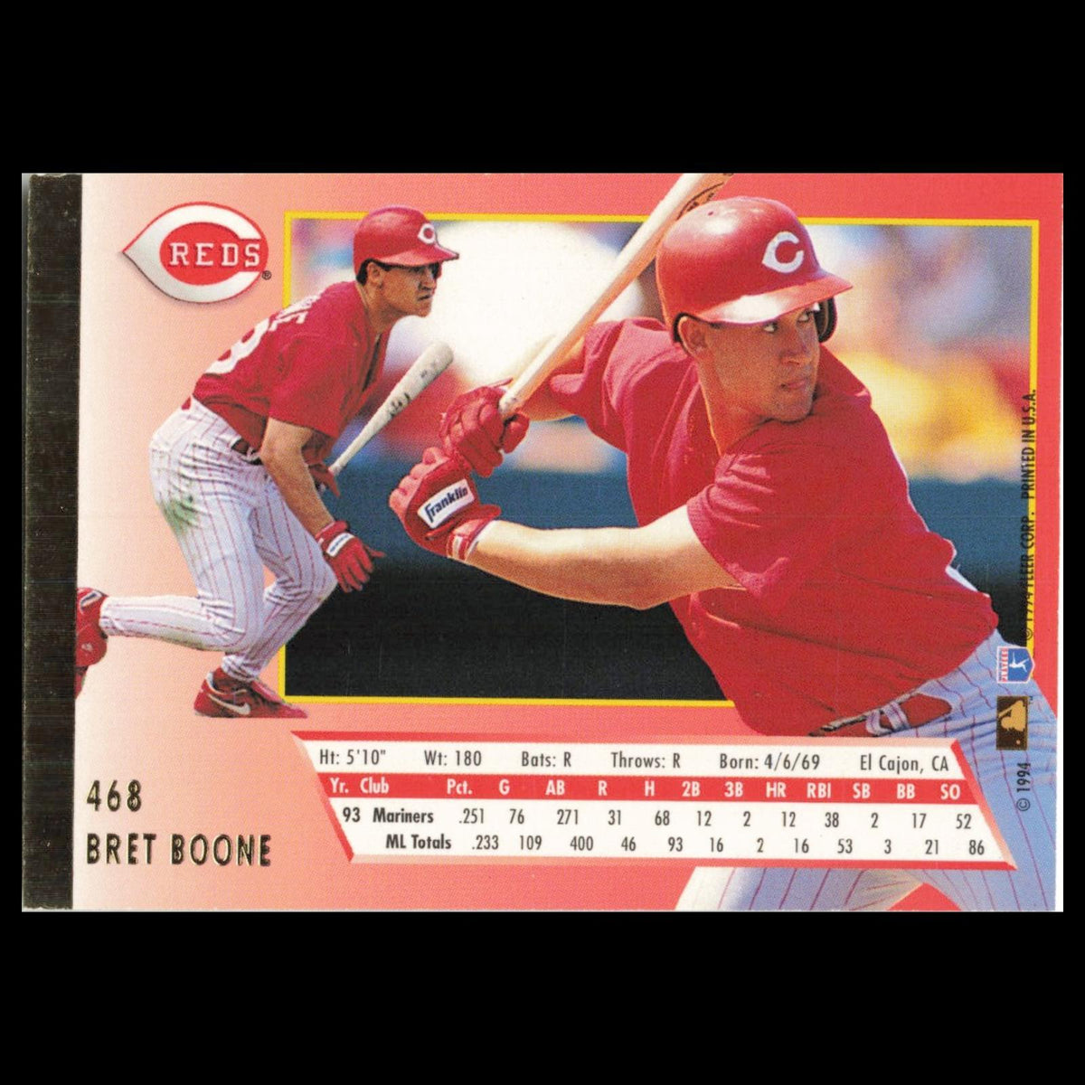 Bret Boone #468 1994 Fleer Ultra Cincinnati Reds Baseball Card MLB NM