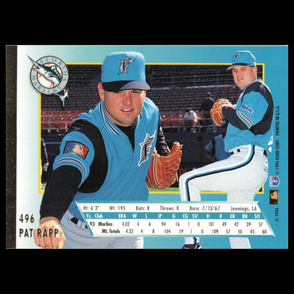 Pat Rapp #496 1994 Fleer Ultra Florida Marlins Baseball Card MLB NM