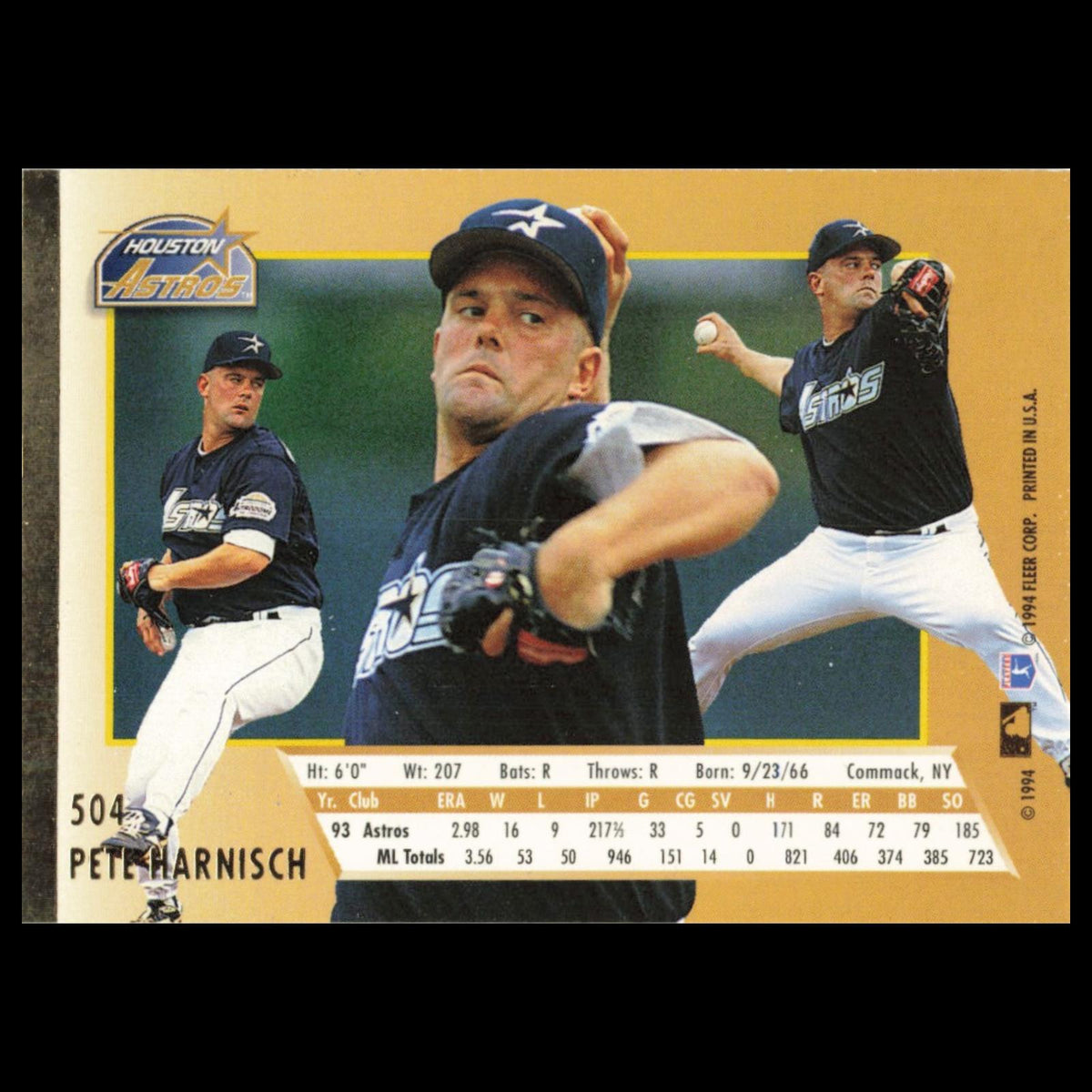 Pete Harnisch #504 1994 Fleer Ultra Houston Astros Baseball Card MLB NM
