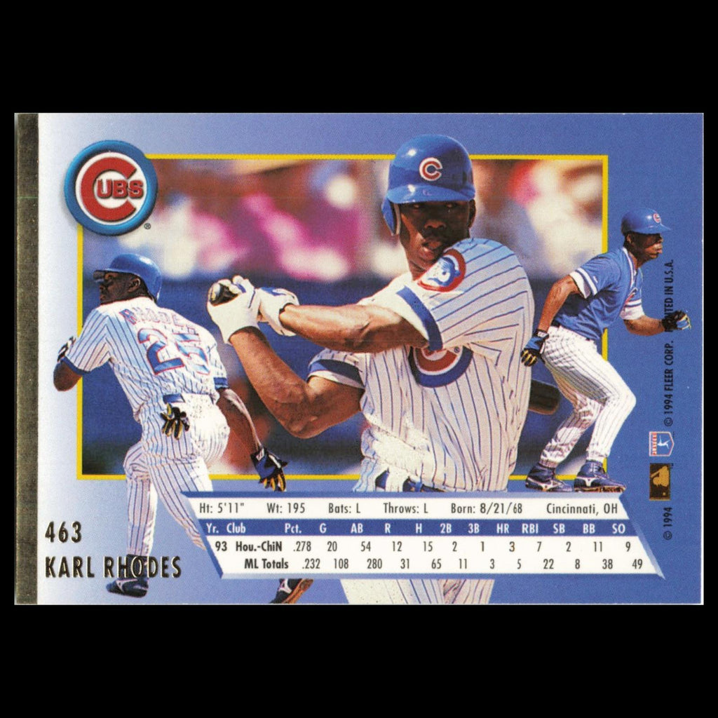Karl Rhodes #463 1994 Fleer Ultra Chicago Cubs Baseball Card MLB NM