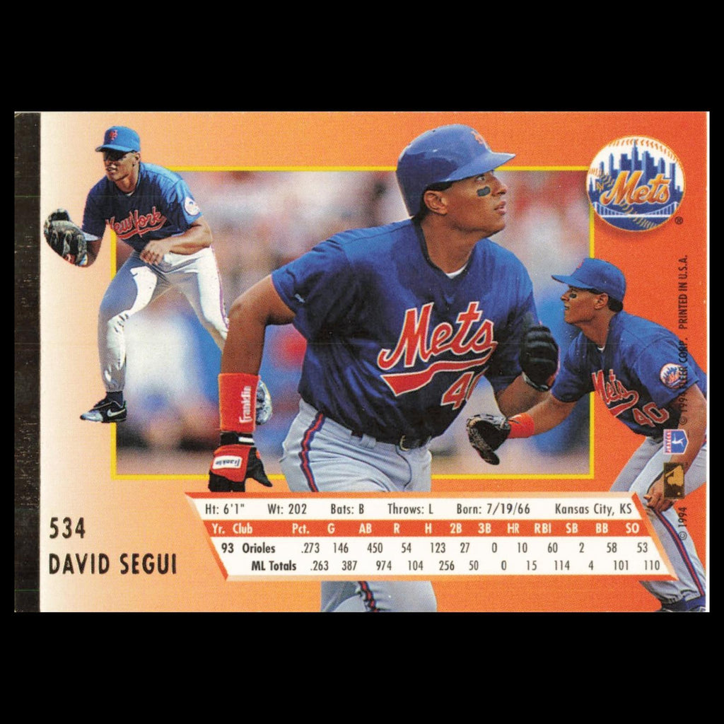 David Segui #534 1994 Fleer Ultra New York Mets Baseball Card MLB NM