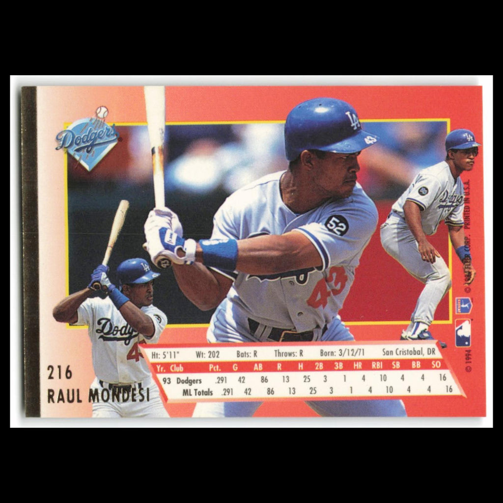 Raul Mondesi #216 1994 Fleer Ultra Los Angeles Dodgers Baseball Card MLB NM