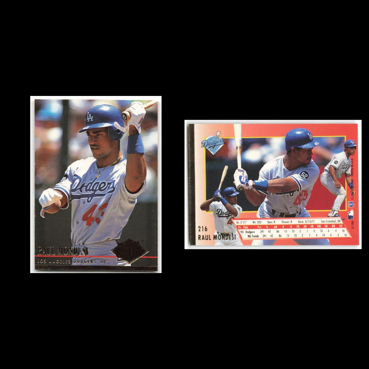 Raul Mondesi #216 1994 Fleer Ultra Los Angeles Dodgers Baseball Card MLB NM