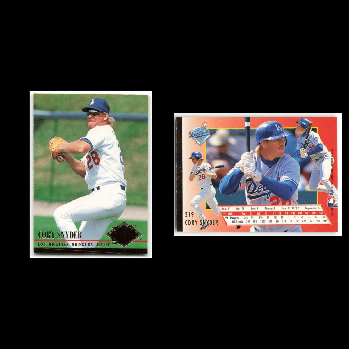 Cory Snyder #219 1994 Fleer Ultra Los Angeles Dodgers Baseball Card MLB NM