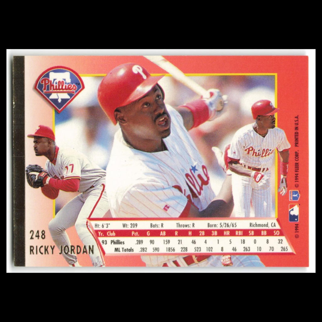 Ricky Jordan #248 1994 Fleer Ultra Philadelphia Phillies Baseball Card MLB NM